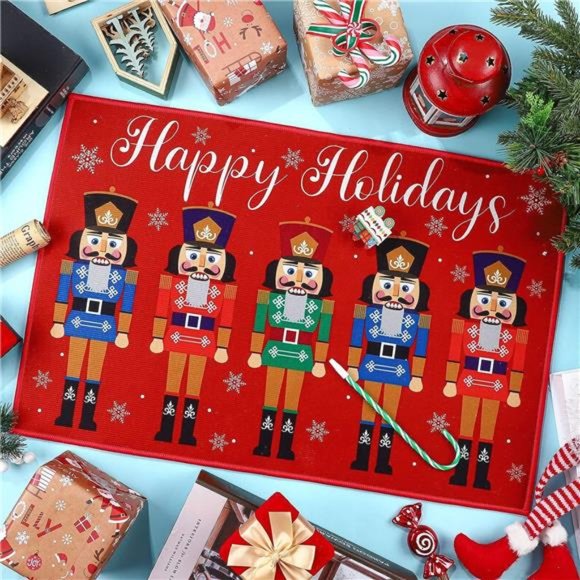 Nutcracker Kitchen Rug Christmas Doormat Entrance Welcome Mat Small Floor Carpet - Picture 2 of 5